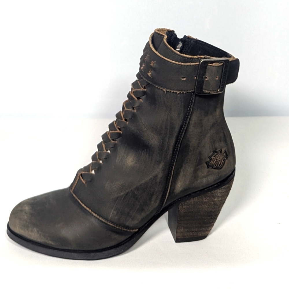 NEW Harley-Davidson Womens Leather Calkins Motorcycle Riding Boot smoke sz 8